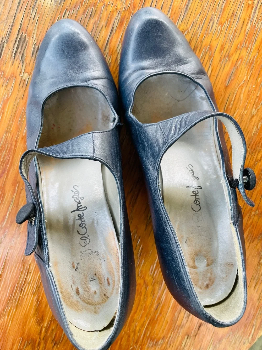 Vintage El Corte Inglés Navy Leather Mary Janes | Spanish Leather | Retro Heels
